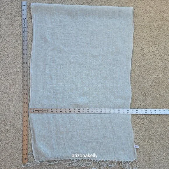 Linen Scarf PALE BLUE - Picture 2 of 14